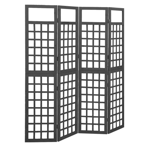 Romdeler/espalier 4 paneler heltre gran svart 161x180 cm