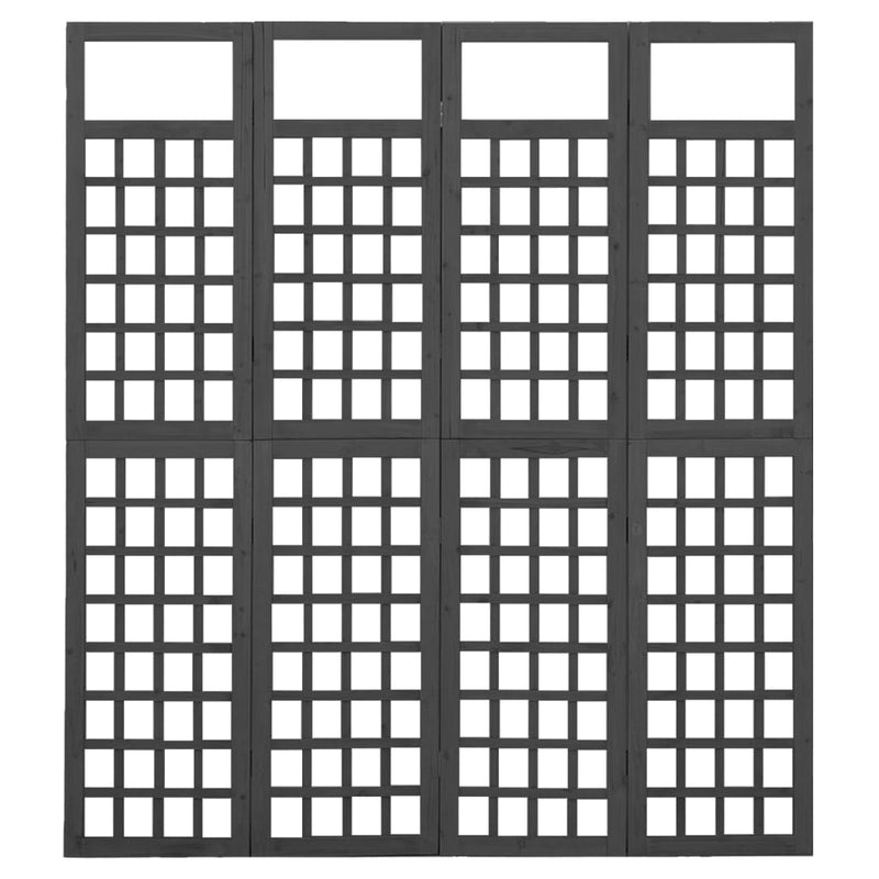 Romdeler/espalier 4 paneler heltre gran svart 161x180 cm