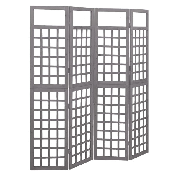 Romdeler/espalier 4 paneler heltre gran grå 161x180 cm