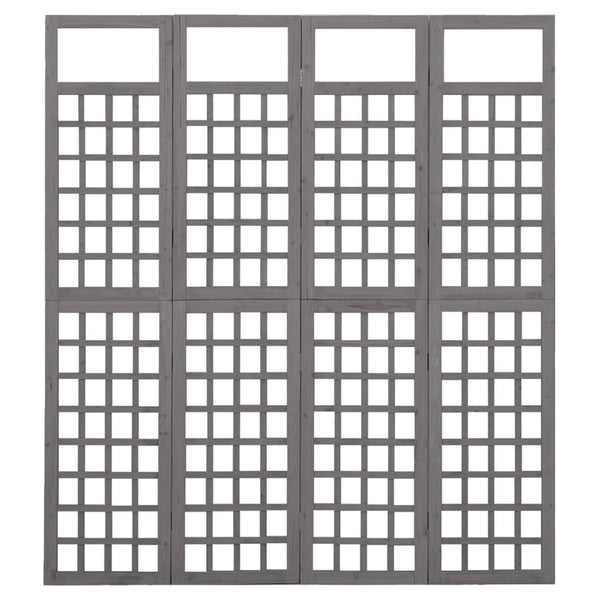 Romdeler/espalier 4 paneler heltre gran grå 161x180 cm