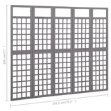 Romdeler/espalier 5 paneler heltre gran grå 201,5x180 cm