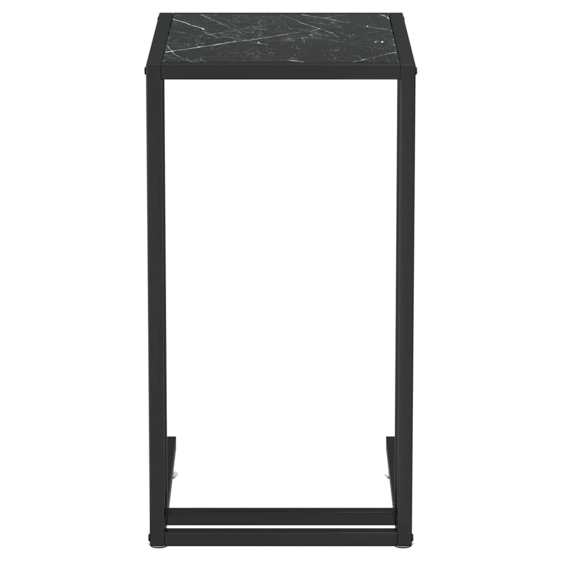 Sidebord for PC svart marmor 50x35x65 cm herdet glass