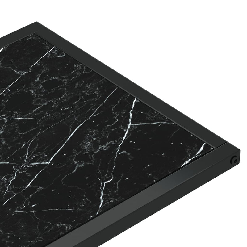 Sidebord for PC svart marmor 50x35x65 cm herdet glass