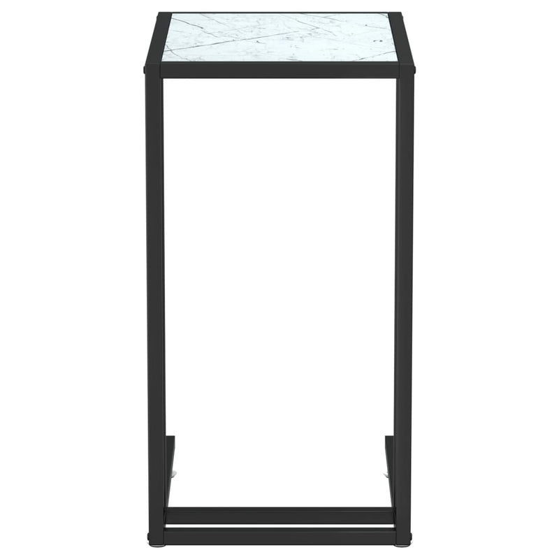 Sidebord for PC hvit marmor 50x35x65 cm herdet glass