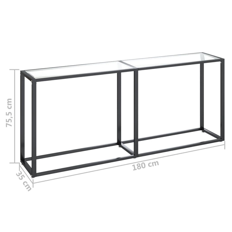 Konsollbord gjennomsiktig 180x35x75,5 cm herdet glass