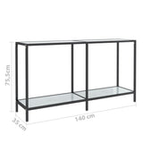 Konsollbord hvit 140x35x75,5 cm herdet glass