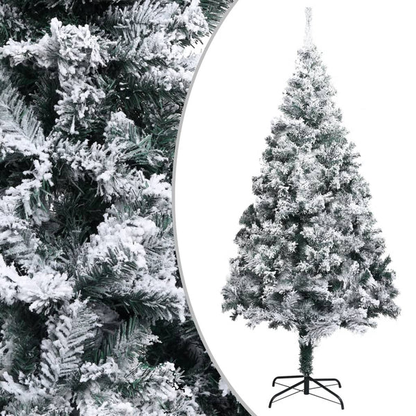 Kunstig juletre med LED og kulesett og flokket snø grønn 300 cm