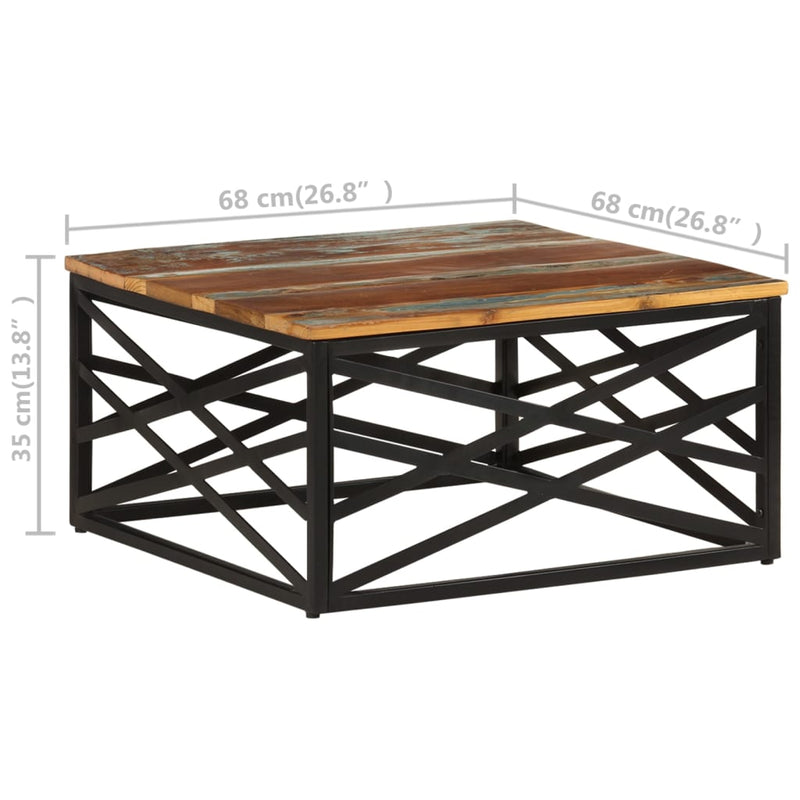 Salongbord 68x68x35 cm gjenvunnet heltre