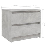 Nattbord 2 stk betonggrå 50x39x43,5 cm sponplate