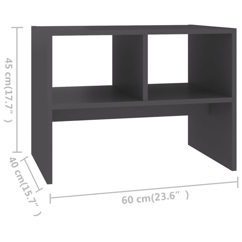Sidebord grå 60x40x45 cm sponplate
