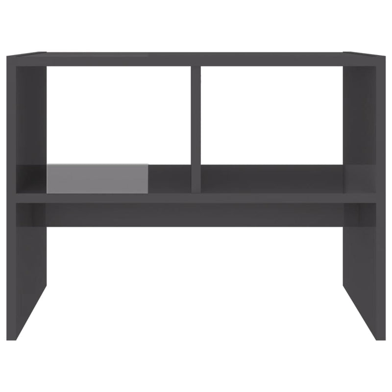 Sidebord høyglans grå 60x40x45 cm sponplate