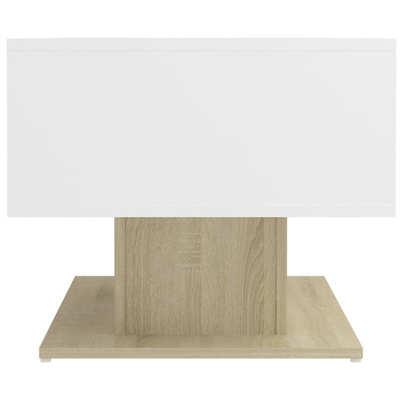 Salongbord hvit og sonoma eik 103,5x50x44,5 cm sponplate