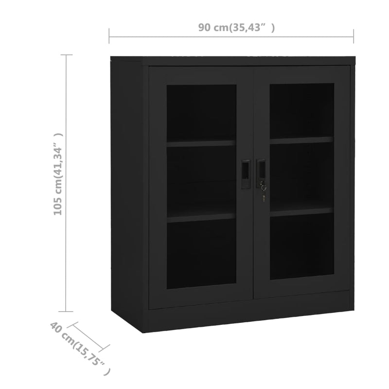 Kontorskap antrasitt 90x40x105 cm stål