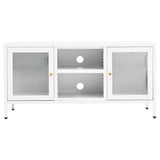TV-benk hvit 105x35x52 cm stål og glass