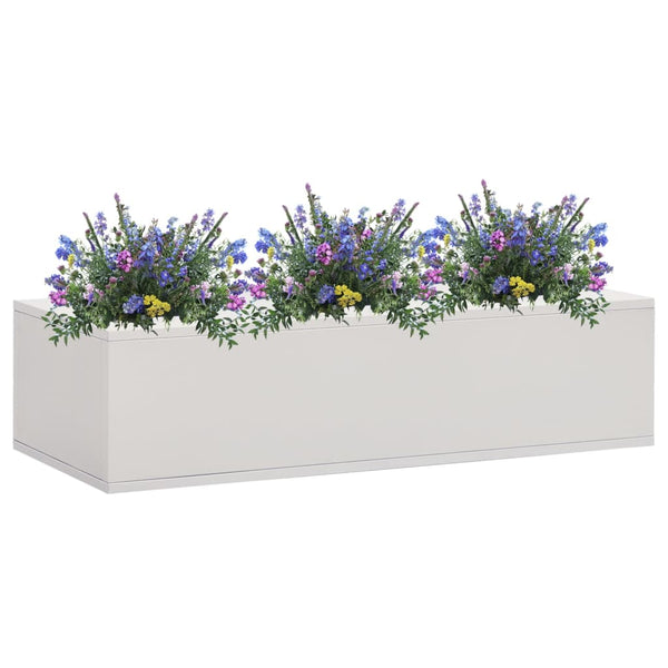 Blomsterkasse for kontor lysegrå 90x40x23 cm stål