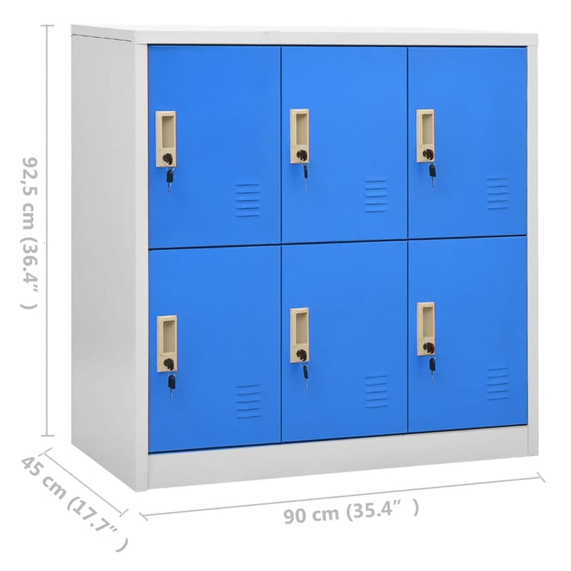 Oppbevaringsskap lysegrå og blå 90x45x92,5 cm stål