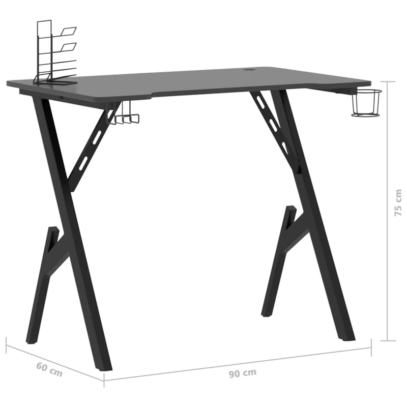 Spillebord med Y-formede ben svart 90x60x75 cm