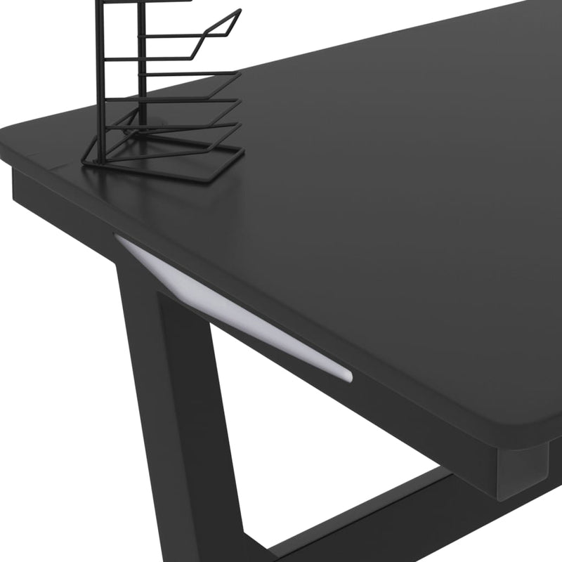 Gamingbord LED med Z-formede ben svart 90x60x75 cm