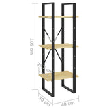 Bokhylle 3 nivåer 40x30x105 cm heltre furu