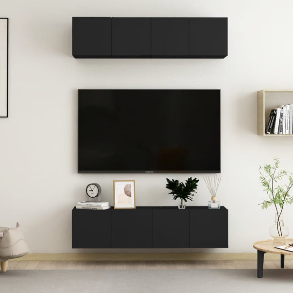 TV-benker 4 stk svart 60x30x30 cm sponplate