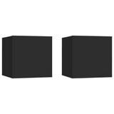 Nattbord 2 stk svart 30,5x30x30 cm sponplate