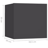 Nattbord 2 stk grå 30,5x30x30 cm sponplate