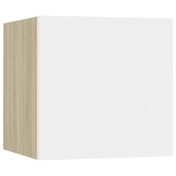 Nattbord hvit og sonoma eik 30,5x30x30 cm sponplate