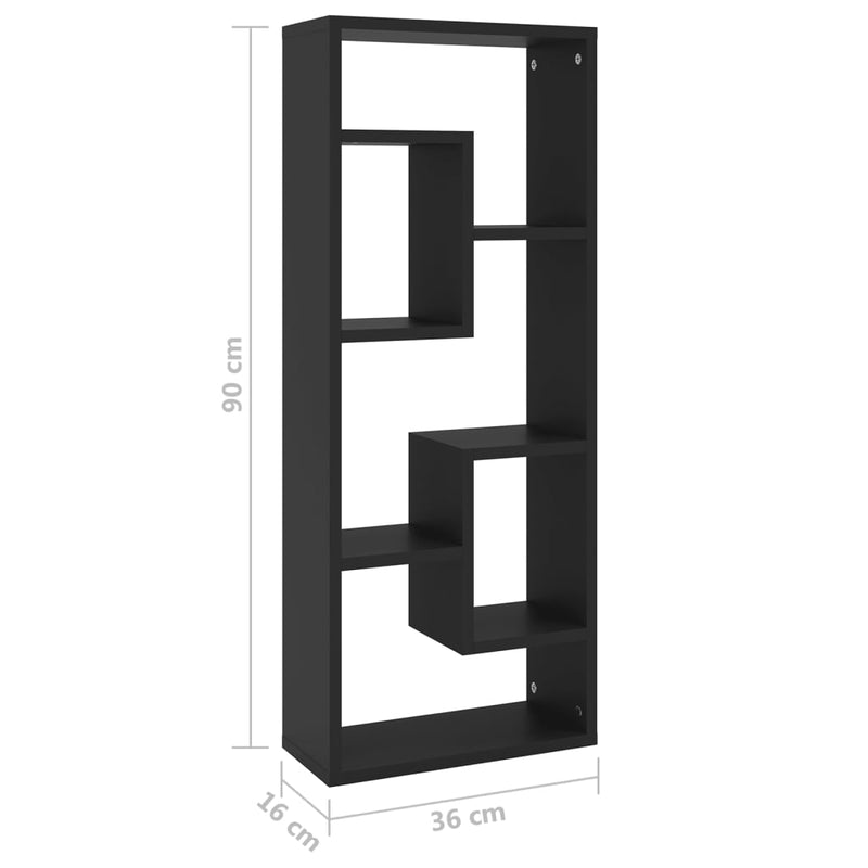 Vegghylle svart 36x16x90 cm sponplate