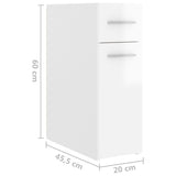 Apotekskap høyglans hvit 20x45,5x60 cm sponplater