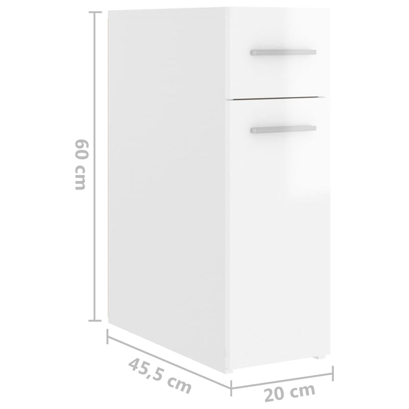 Apotekskap høyglans hvit 20x45,5x60 cm sponplater