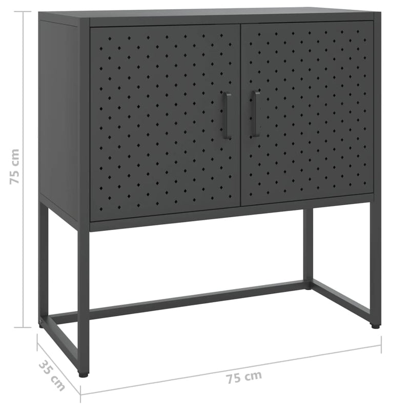 Skjenk antrasitt 75x35x75 cm stål