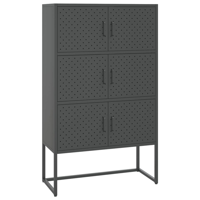 Highboard antrasitt 80x35x135 cm stål