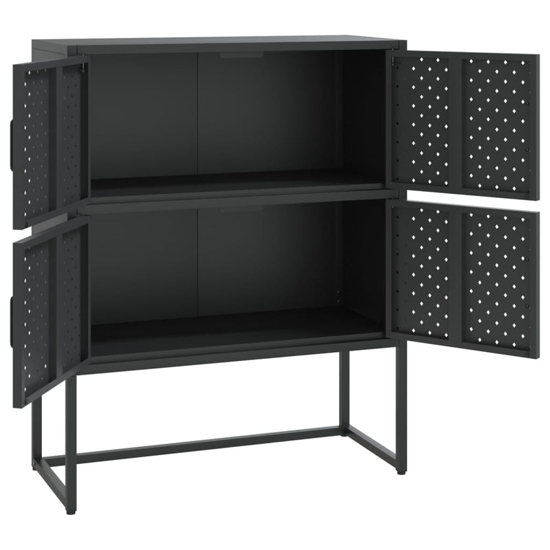 Highboard svart 80x35x100 cm stål