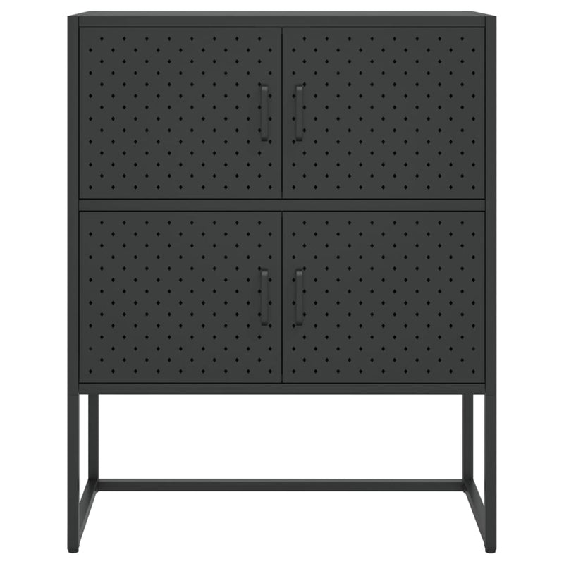 Highboard svart 80x35x100 cm stål