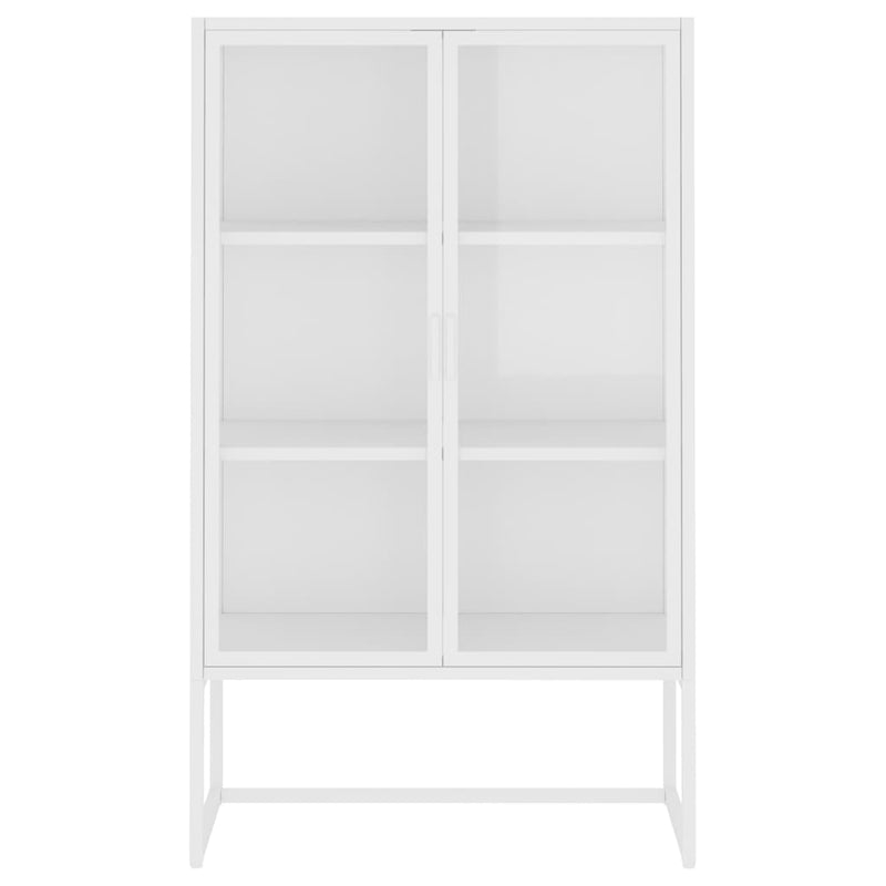 Highboard hvit 80x35x135 cm stål og herdet glass