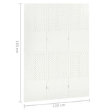 Romdeler 3 paneler hvit 120x180 cm stål