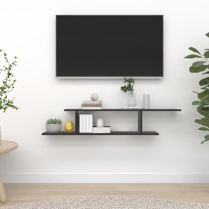 Veggmontert TV-hylle svart 125x18x23 cm sponplate