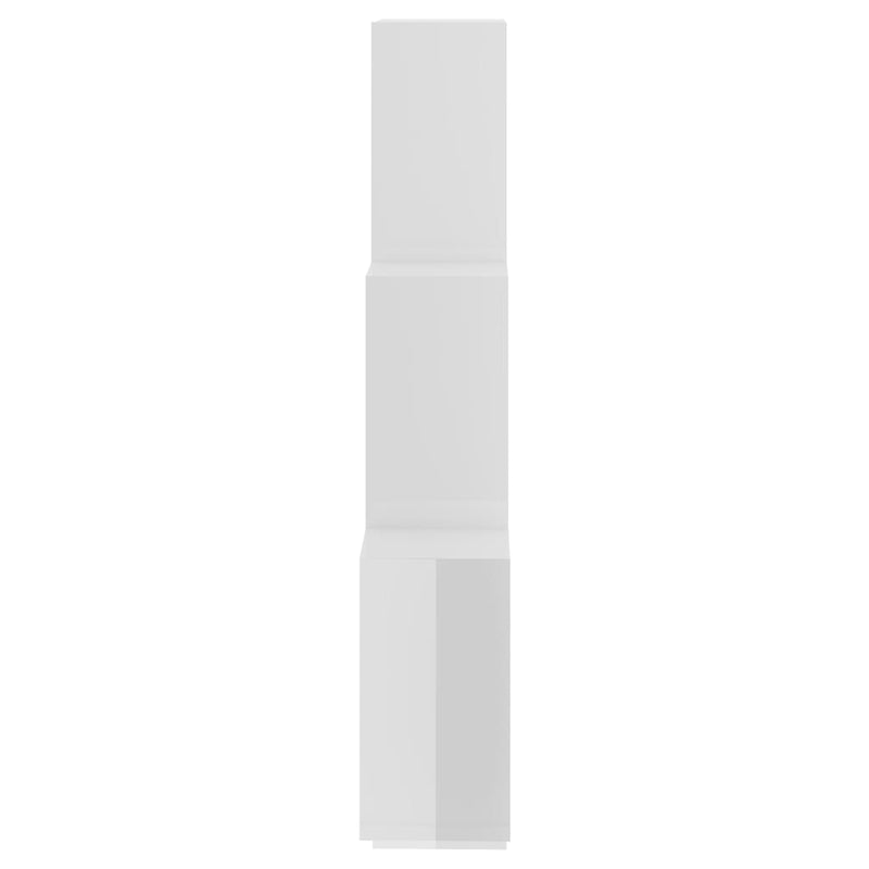 Kubeformet vegghylle høyglans hvit 78x15x93 cm sponplate