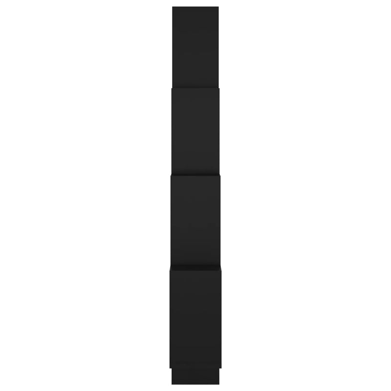 Kubeformet vegghylle svart 90x15x119 cm sponplate