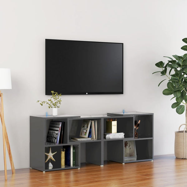 TV-benk høyglans grå 104x30x52 cm sponplate