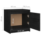Nattbord 2 stk svart 40x30,5x40 cm heltre furu
