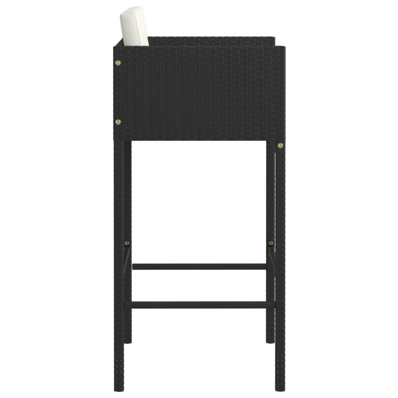 Barstoler med puter 4 stk svart polyrotting