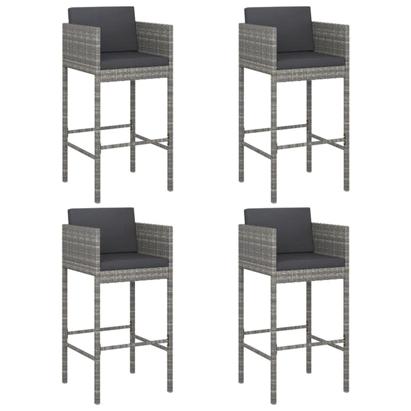 Barstoler med puter 4 stk grå polyrotting