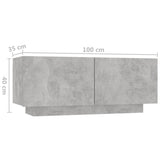 Nattbord betonggrå 100x35x40 cm sponplate