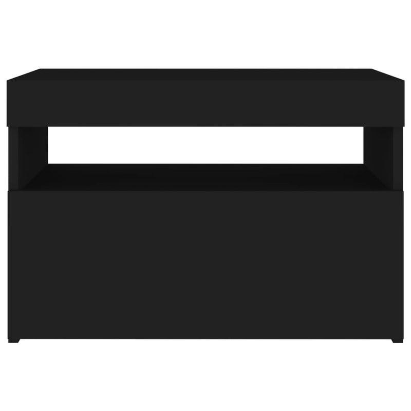 Nattbord med LED-lys 2 stk svart 60x35x40 cm konstruert tre