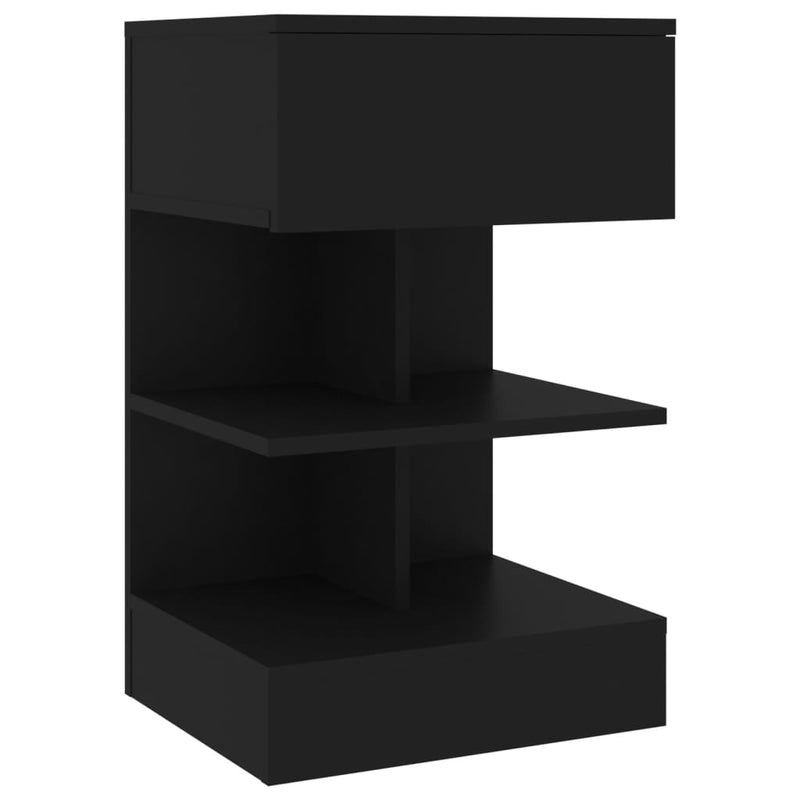 Nattbord svart 40x35x65 cm sponplate