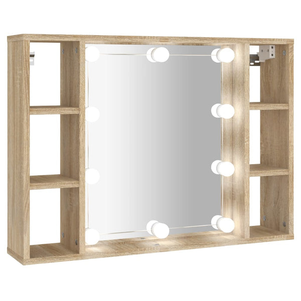 Speilskap med LED sonoma eik 76x15x55 cm