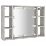 Speilskap med LED betonggrå 76x15x55 cm