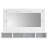 Speilskap med LED høyglans hvit 90x31,5x62 cm