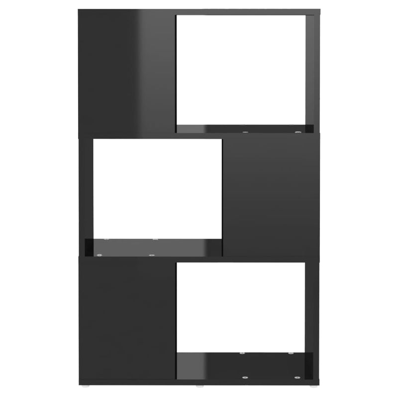 Bokhylle/Romdeler høyglans svart 60x24x94 cm sponplate